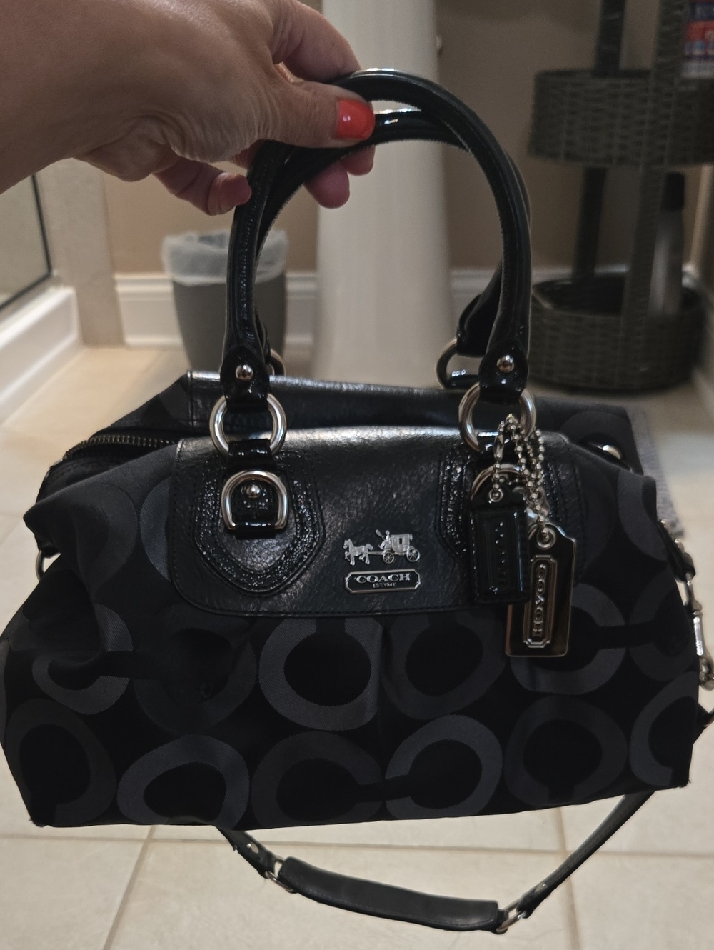 Coach Black Shoulder Bag with Silver Hardware